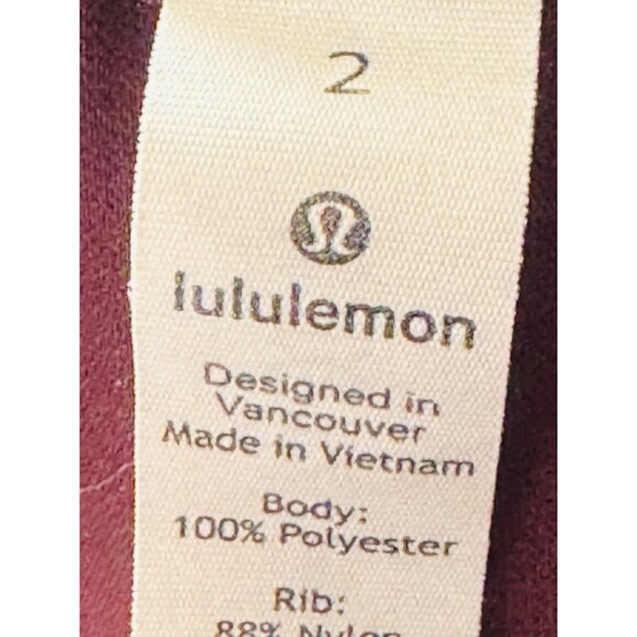 Lululemon Womens Burgundy Joggers Size 2 With Drawstring Waist & Ribbed Cuffs - Picture 2 of 9